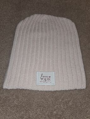 Love Your Melon Pale Pink Ribbed Knit Beanie